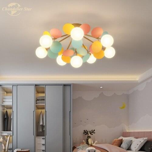 Nordic LED Ceiling Lights Postmodern Glass Colorful Acrylic Flower Lamp Kitchen Bedroom Living Room Corridor Indoor Lighting