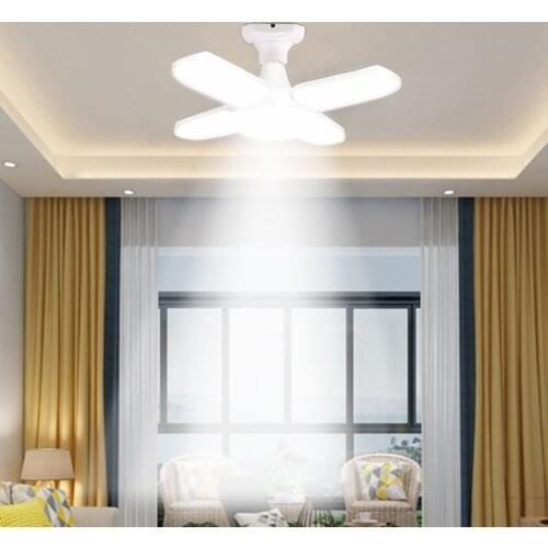 E27 LED Bulb 60W Foldable Fan Blade LED Pendant Lights No Flicker 360 Degrees Angle Adjustable Ceiling Lamp Energy Saving Lights