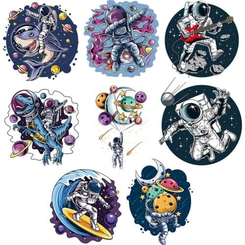 Cartoon outer space astronaut Heat transfer Clothing patches Iron-on transfers for clothing DIY patches for children