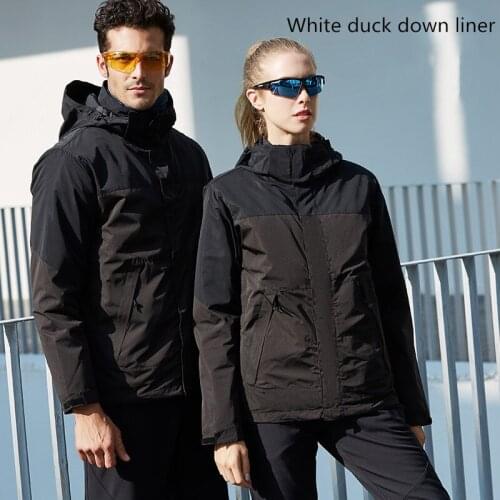 Outdoor Tactical Three In One Detachable Detachable Piece Duck Down Liner Waterproof Charge Clothes Unisex Hiking Climbing Coat