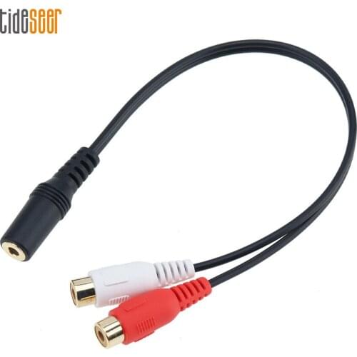 Universal 3.5mm Stereo Audio Female Jack to 2 RCA Female Socket Y Splitter Cable Adapter for Headphones DVD CD TV VCR 300pcs
