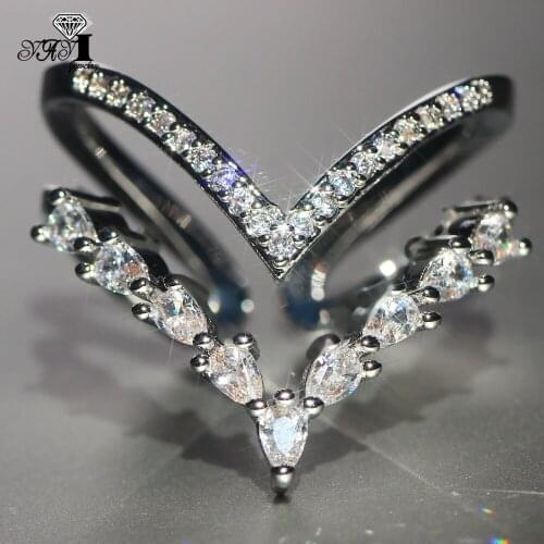 YaYI Jewelry Fashion Princess Cut White Prong Setting Cubic Zirconia Silver Color Engagement Wedding Party Adjustable Rings