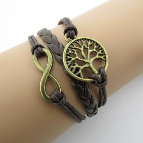 VC-LADY 2018 Fashion Tree Restoring Ancient Ways Of Eight Bright Hand- By Leather Cord Bracelets Vintage Jewelry