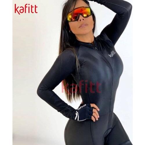 Calfette New Womens Triathlon Special Sportswear Long Sleeve Cycling Suit Sexy Tight Shirt Cycling Suit GO Black Jumpsuit