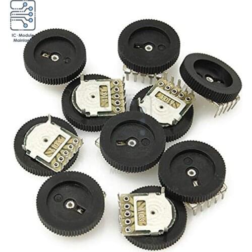 10PCS/Lot A103 10K Ohm 5 Pins Dial Wheel Potentiometer Audio Stereo Volume Gear Switch Control for Radio MP3 MP4