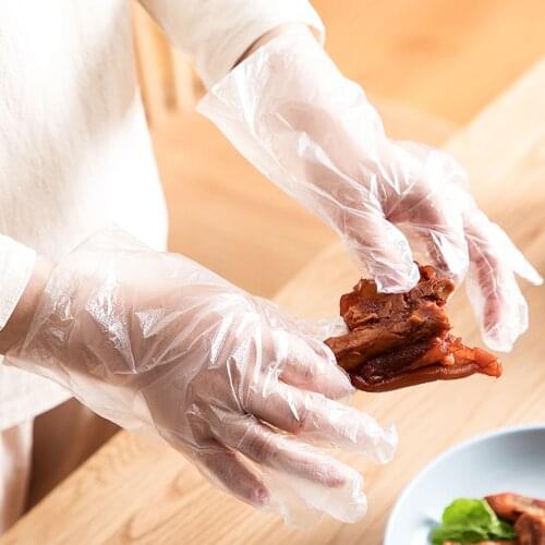 100PCS Thicken Food Plastic Gloves Disposable Gloves for Restaurant Kitchen BBQ Eco-friendly Food Gloves Fruit Vegetable Gloves