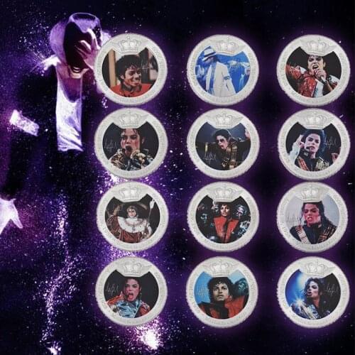 12pcs WR World Famous Singer Silver Coins Collectibles with Coin Case USA Metal Challenge Coins Original Small Gift Set for Men