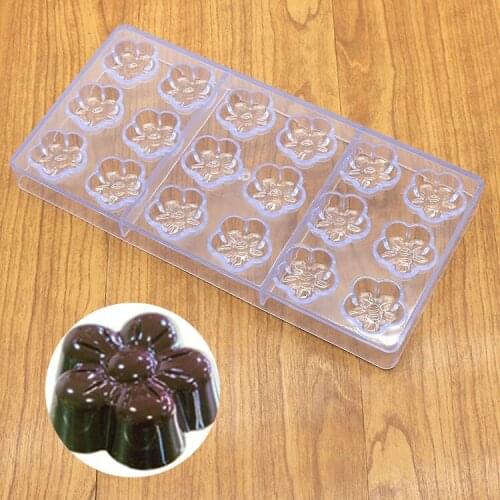 18 Even Plum Blossom Polycarbonate Chocolate Mold Creative 3D Fondant Cake Candy Mold DIY Kitchen Baking Pastry Tools