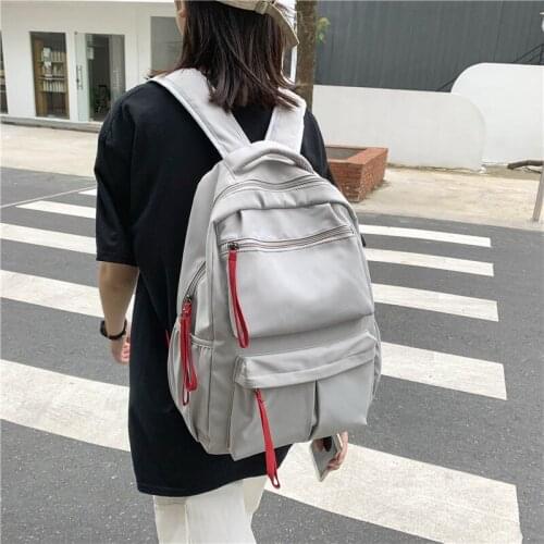 2021 Simple Style Womens Backpack Solid Color School Bags For Teenagers Girls