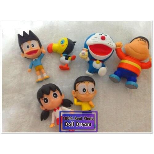 4.5-8cm 6pcs/lot Japanese anime figure kawaii cute Eiga Doraemon Nobita to kiseki no shima - Animaru adobench action figure set