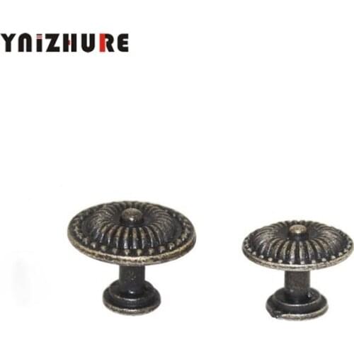 Antique Handle Single Hole Handle Zinc Alloy Screw Flower Drawer Single Home Handle Cabinet Handle,Bronze Tone,8Pcs