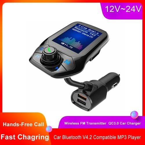 Car MP3 Music Player Bluetooth 5.0 Compatible FM Transmitter Dual USB QC3.0 Charger TF & U Disk Hands Free Music Audio Receiver