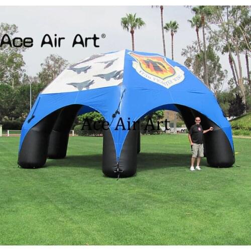 Free shipping directly supply 8 m diameter blue inflatable lawn spider tent with removable cover by Ace Air Art