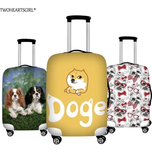 TWOHEARTSGIRL Trunk Case Cover Anti-dust Corgi Yorkshire Terrier Luggage Protective Dust Cover Waterproof Travel Suitcase Covers