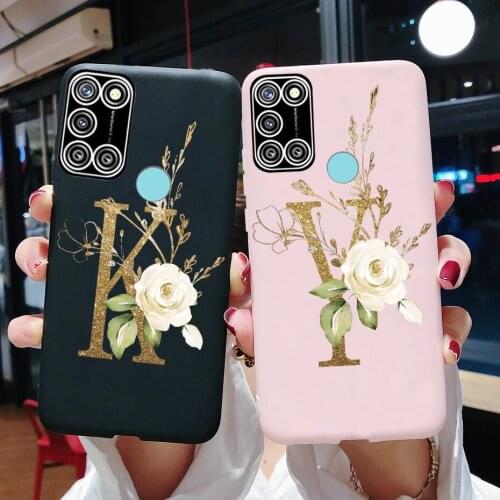 For Realme C17 Case Soft Silicone Custom Name Flower Letter Shockproof Cover Phone Case for OPPO Realme C17 C 17 RealmeC17 Cases