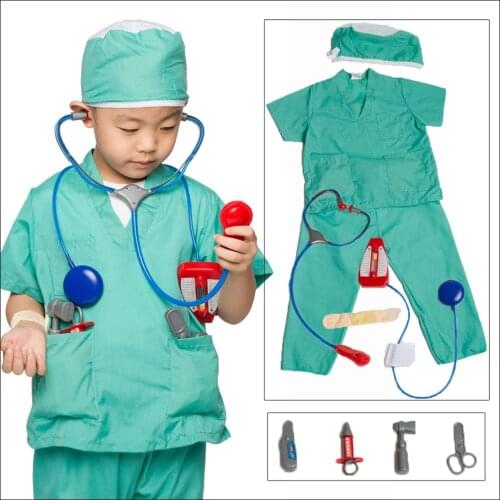 Umorden Kids Child Doctor Surgeon Costume Cosplay Kindergarten Role Play House Set for Boys Girls Halloween Dress Up Educational
