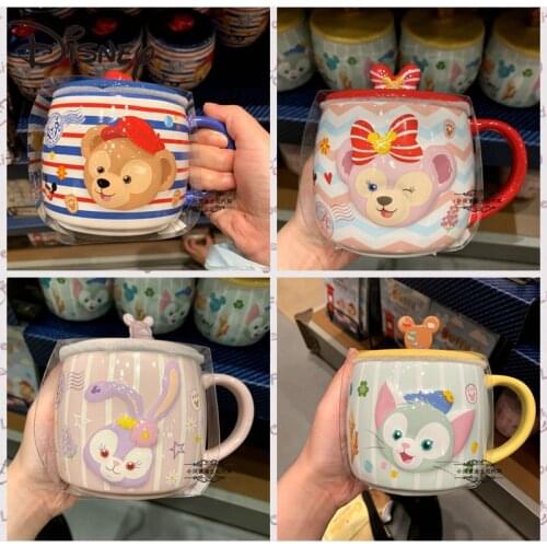 Disney Mark Cartoon Daffy Sherry Star Delo Ceramic Water Cup Large Capacity Milk Cup with Cover