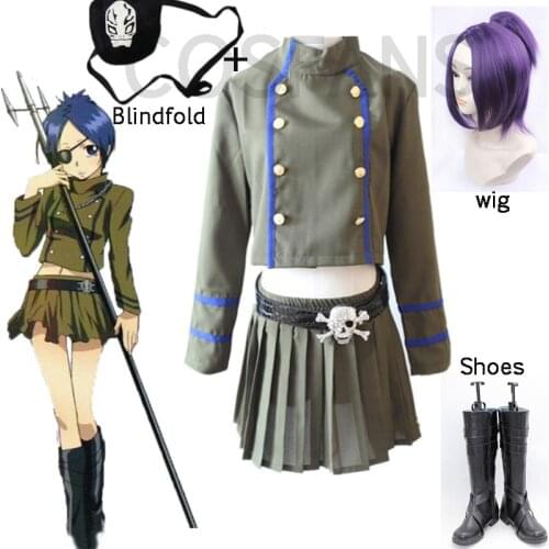 Katekyo Hitman Reborn Cosplay Costume Kokuyo School Chrome Dokuro Women men Girl School Uniform Casual Clothing Wigs and shoes