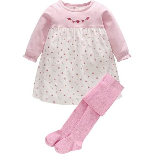 Baby girls clothing sets baby girls dress+tight 2pcs/sets childern kids autumn clothing 0-2Y