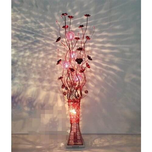 Beautiful Vase floor lamp Brief fashion house lighting handmade aluminum wire floor light Red,gold,purple,silver,black led Lamp