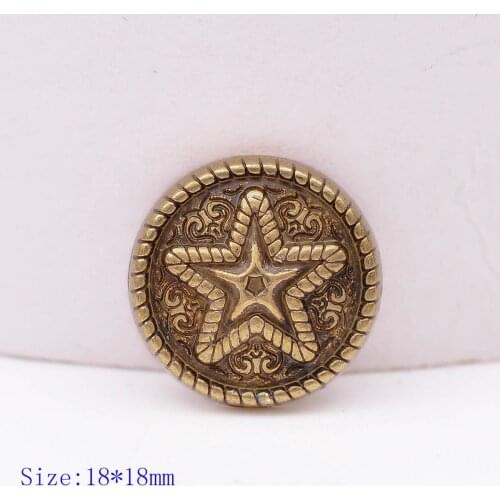 10X 18mm Brass Western Engraved Ranger Star Leathercraft Belt Conchos