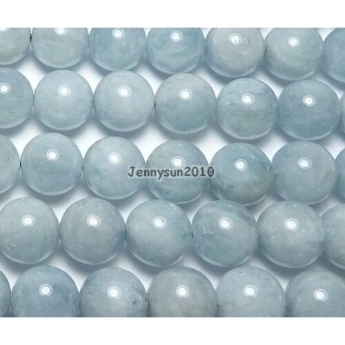 Natural Aquam arine Gems Stone 6mm Round Beads 15.5'' for Jewelry Making Crafts 2 Strands/Pack