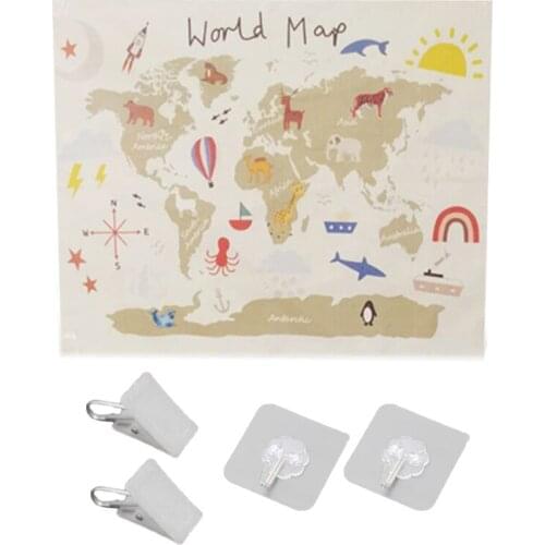 Nordic Educational Kids Room World Map Art Canvas Wall Hanging Painting Picture