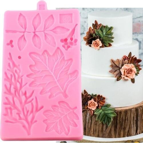 Autumn Leaf Silicone Moulds Cake Border Fondant Molds Cake Decorating Tools Sugarcraft Chocolate Candy Mold Cake Baking Mould