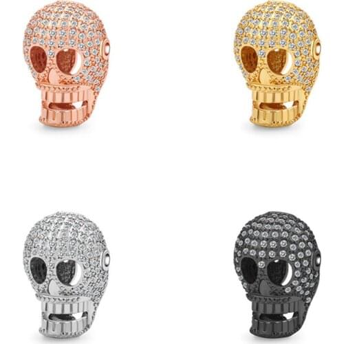 Luxury Cubic Zirconia Micro Pave Skull mask Accessories Connector DIY Jewelry Men Bracelet Brass Beads for Jewelry Making