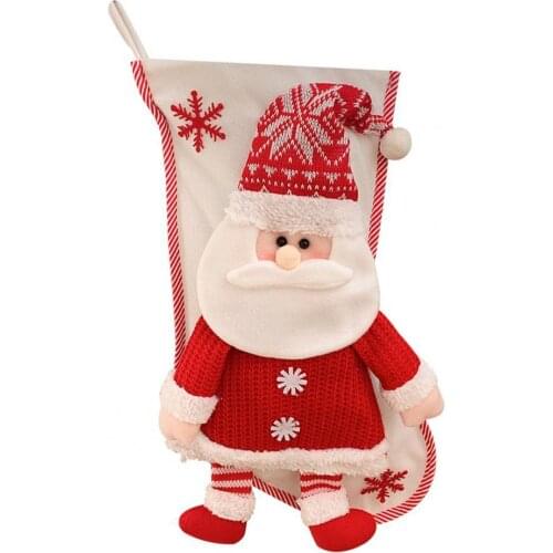 Christmas Stockings Socks Snowman Santa Claus Character Ornamental Large Capacity Knitted Xmas Tree Decor Stocking Children Gift