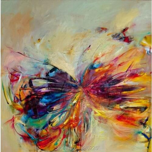 Hand-painted modern home wall art decor abstract for living room bedroom Colorful Butterfly contemporary oil painting on canvas