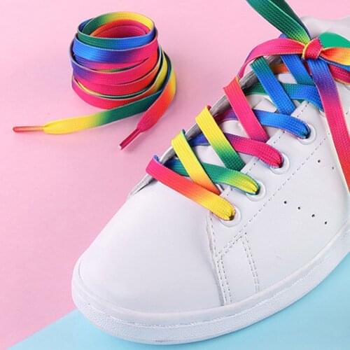 Fashion Colorful Gradient Printed Flat Shoelaces 80-150cm Casual Unisex Sports Sneakers Decoration Pattern Shoe Laces Strings