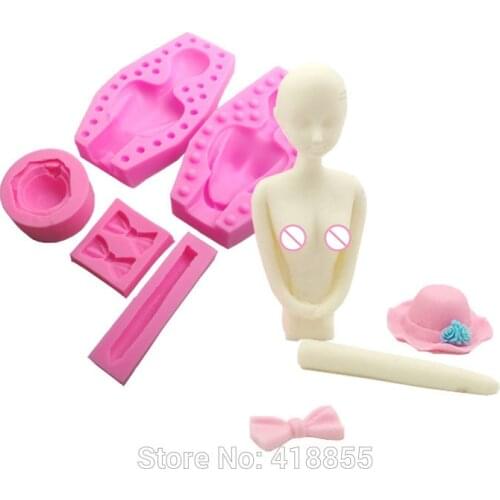 Silicone Mold 3D Girls Body&2d Hat Handmade Soap Mold DIY Candle Mould Chocolate Molds Silica Gel Aroma Stone Moulds PRZY 001