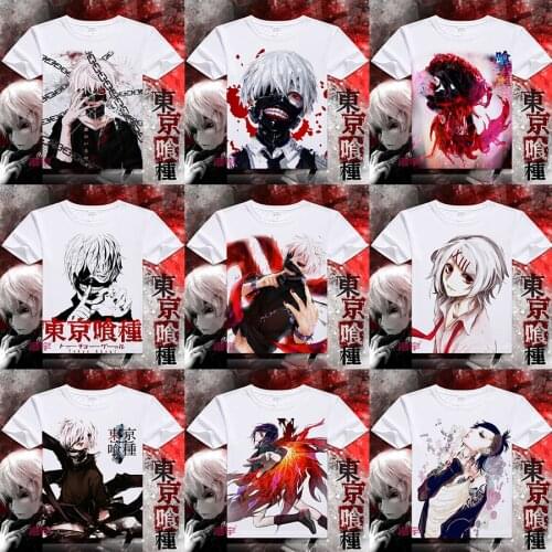 Tokyo Ghoul Cosplay T Shirt Ken Kaneki Japanese Anime Cartoon Printed T-Shirts Fashion Summer Top Tee Halloween Cosplay Costume
