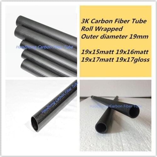 3k Carbon Fiber Tube/Rod/Pipes OD19mm ID 15mm 16mm 17mm (Roll Wrapped) with 500mm long,Light Weight, High Strength