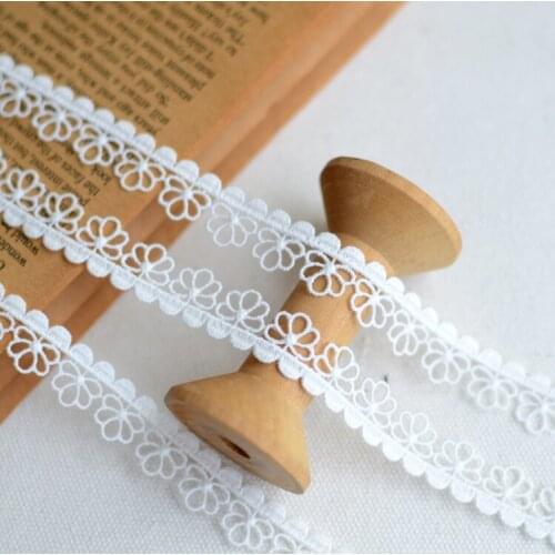 3 Meters Cotton Embroidery Pink Yellow Lace Cloth Fabric Trim Ribbon DIY Sewing Bridal Applique Dress Garment Wedding Decor