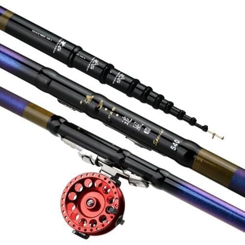 High Quality Carbon Fishing Rod 4.5M 5.4M 6.3M 7.2M Three Positioning Telescopic Fishing Rod Spinning Fishing Tackle Sea pole