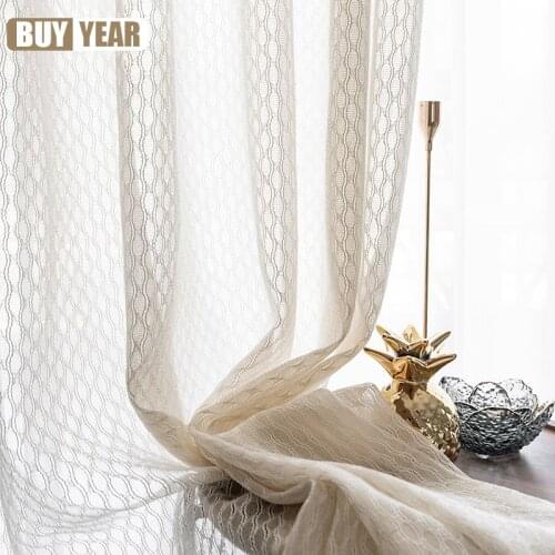 Jacquard Stripe Sheer Curtains for Living Room Lace Voile Tulle Curtians Window Treatment for Bedroom Kitchen Finished Drapes