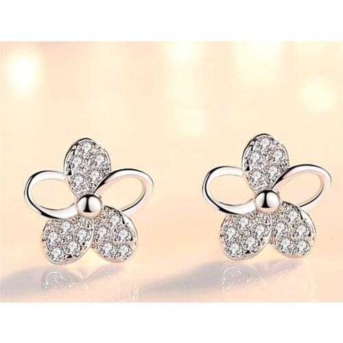 SHQIYAYI Ear Studs For Women Stud Earrings Fashion Jewelry High Quality Korean Leaf Crystal Zircon Accessories 161