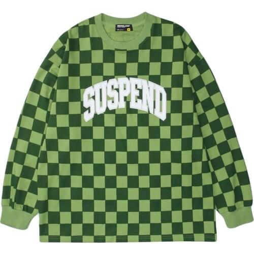 Letter Plaid Casual Sweatshirt Long Sleeve Oversize Print Pullover Autumn Winter 2021 Harajuku O Neck Loose Women Sweatshirt