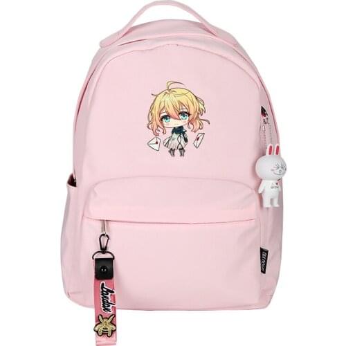 Violet Evergarden Pink Mini Backpacks Smalll School Bags Anime Bookbag Girls Cute Shoulder Bags Pink Women Bagpack Laptop Rugzak