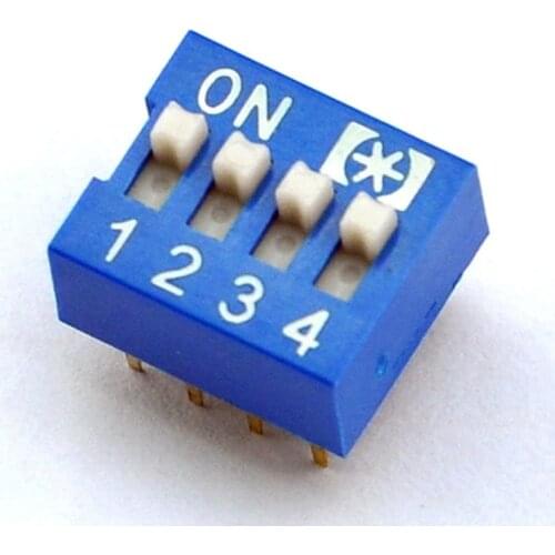 10pcs/lot )4 Way DIP Switch, 4Position 8 pin PCB Mountable