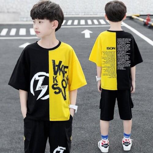 2021 Loose Spring Summer Girls Clothing Suits T-Shirt +Shorts 2pcs/Set Kids Teenager Outwear Sport Beach School High Quality