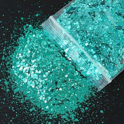 50g Holographic Mixed Hexagon Chunky Nail Glitter Gold/Silver Sequins Laser Sparkly Flakes Powder Slices Manicure Nail Art Ta#25