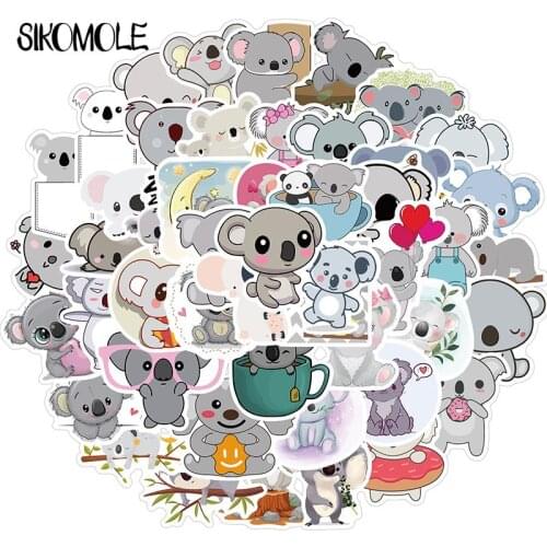 50PCS Cartoon Lovely Animal Koala Series Sticker Self-adhesive Material Childrens Toy Sticker DIY Skateboard Luggage F5