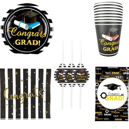 51pcs/lot Graduation Season Theme Students Favors Straws Tableware Cups Dishes Birthday Baby Tablecloth Shower Party Napkins