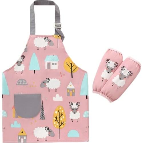 3-12 Years Baby Girl Boy Waterproof Adjustable Painting Apron with Sleeves Set Child Kids Toddler Infant Burp Cloth