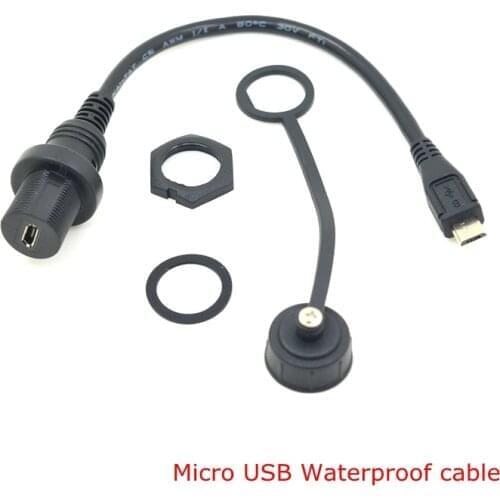 80pcs/lot) 15cm Micro USB 2.0 IP67 Waterproof Cable,Micro-USB IP 67 Male to Female Panel Mount Water Proof Connector Extension