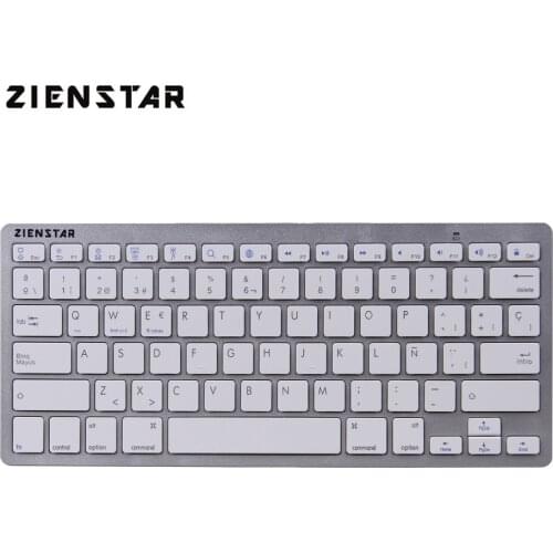 Zienstar Spanish Language Ultra Slim Wireless Keyboard Bluetooth 3.0 for Ipad/Iphone/Macbook/PC Computer/Android Tablet