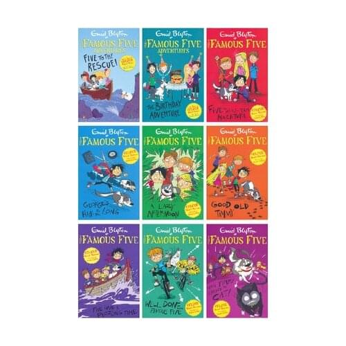 4-10 year 9 book/set Enid Blyton the famous five Children English picture books Reading detective adventure stories after class